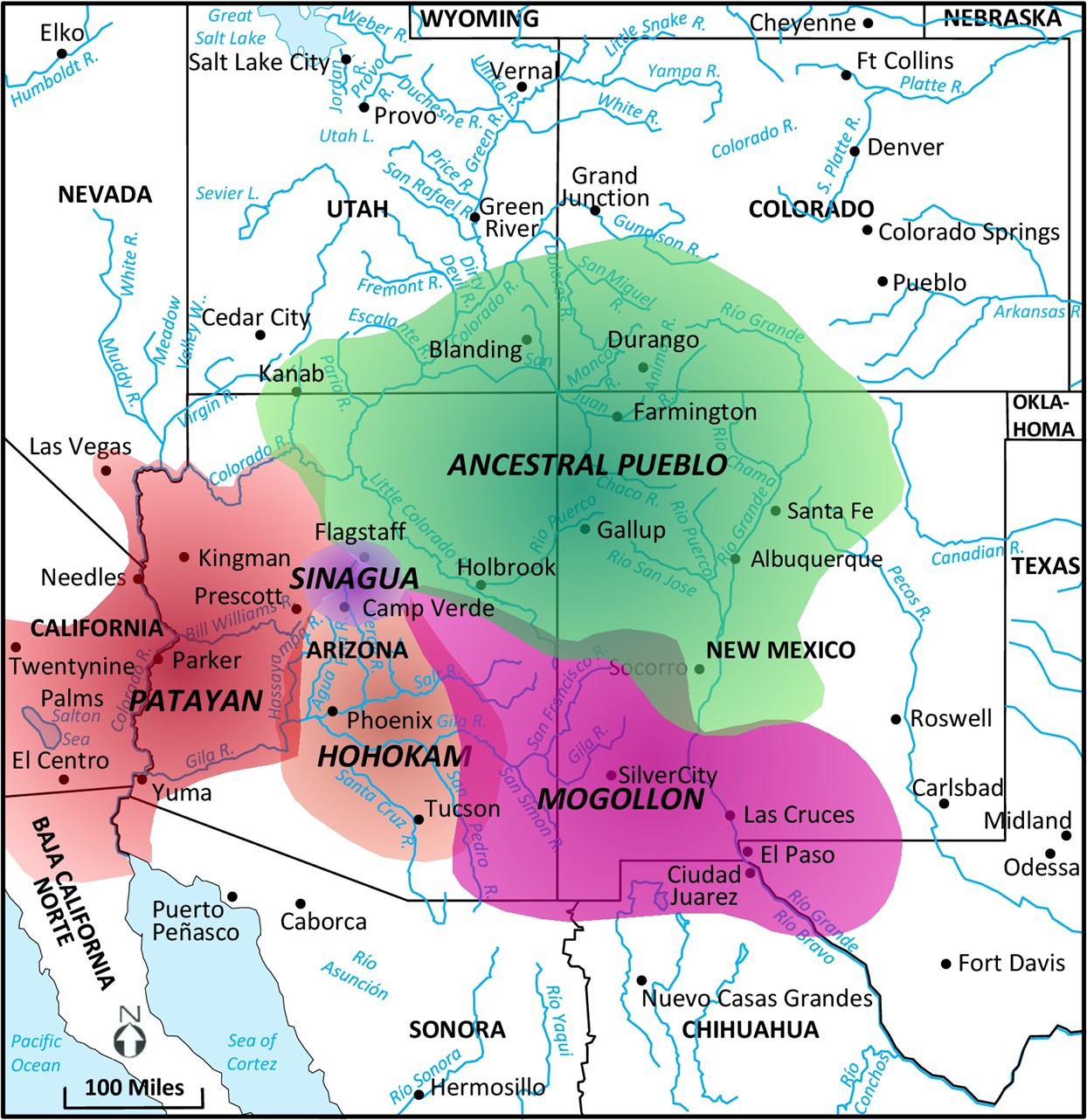 Map of Arizona showing formative Native American cultures