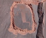 Petroglyph chipped from rock face